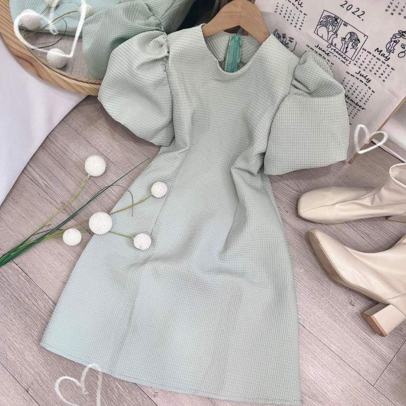 Đầm váy dạo phố cổ tròn tay phồng nhiều màu Jun Dress