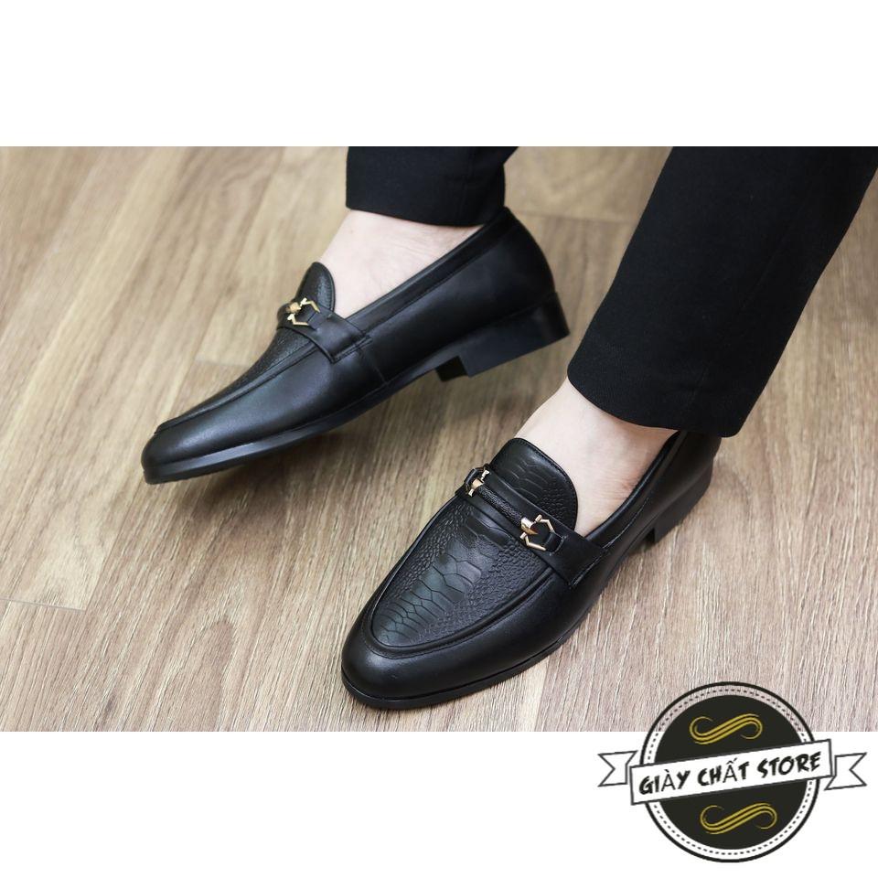 Giày lười da nam đế cao su , khâu chỉ gai chắc chắn .