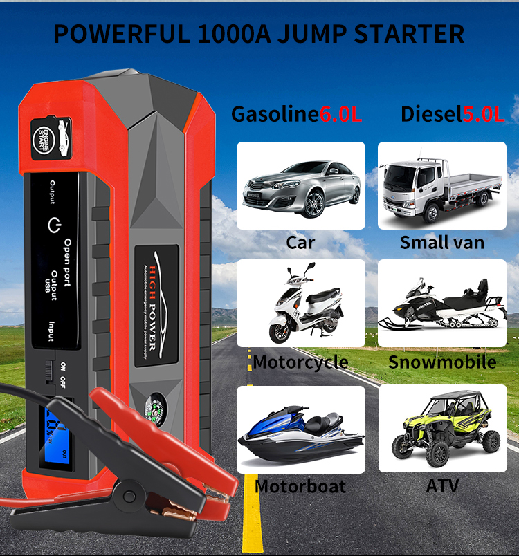 Bộ Kích Bình Sử Dụng Cho Xe Ô Tô HIGH-POWER | Bộ Kích Bình Xe Ô Tô Đa Năng, Sử Dụng Dễ Dàng, Hỗ Trợ Khi Xe Hết Bình, Chết Máy