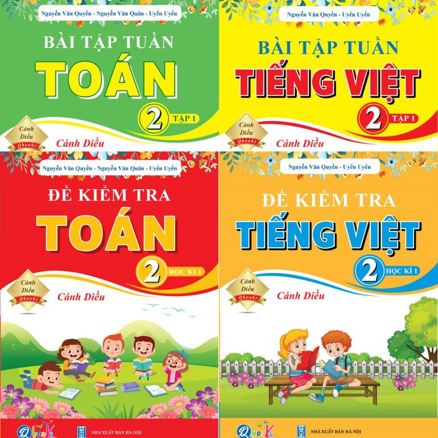 Sách - Combo Bài Tập Tuần và Đề Kiểm Tra Toán - Tiếng Việt Lớp 2 - Cánh Diều - Học Kì 1 (4 cuốn)