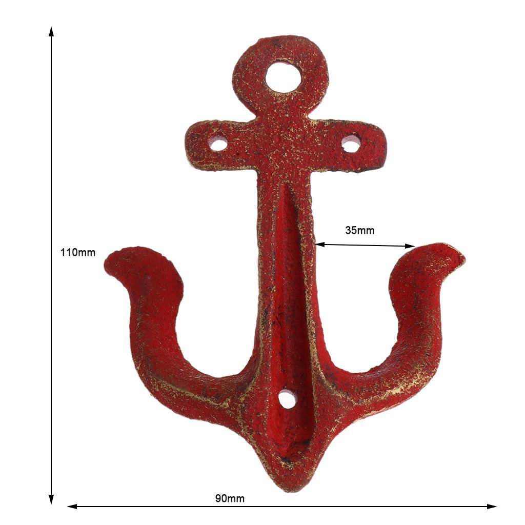 2Pcs Metal Anchor Hooks Wall Door Mounted Clothes Towel Hat Key Hanger