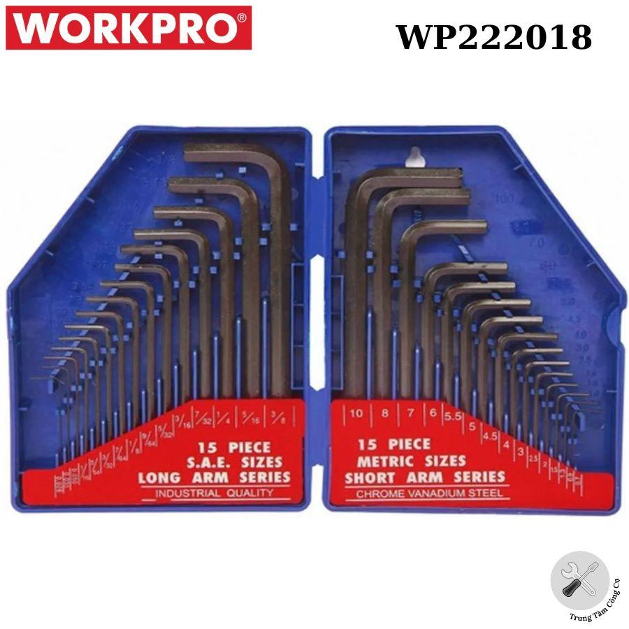 Bộ lục giác 30 chi tiết hệ inch &amp; mm Workpro WP222018 thép hợp kim CR-V - Hàng chính hãng