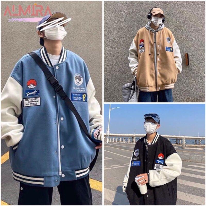 Áo Khoác Cardigan Bomber nỉ Form Rộng Ulzzang Unisex nam nữ chất nỉ bông dày dặn thời trang thu đông