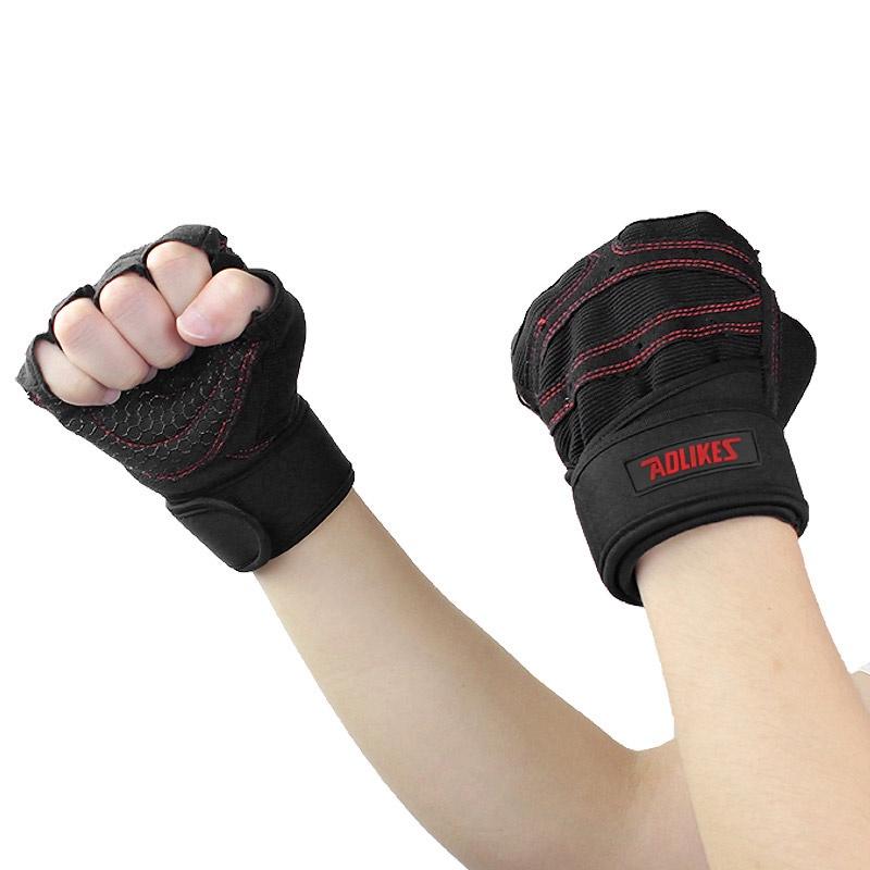 Găng tay tập gym chống trượt, bảo vệ cổ tay AOLIKES-109