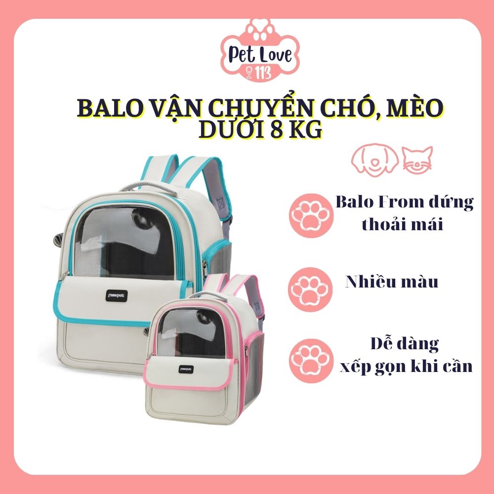 Balo vận chuyển chó, mèo/ Balo vải Oxford có đáy rời, dễ dàng xếp gọn - Cho thú cưng dưới 8kg, nhiều màu