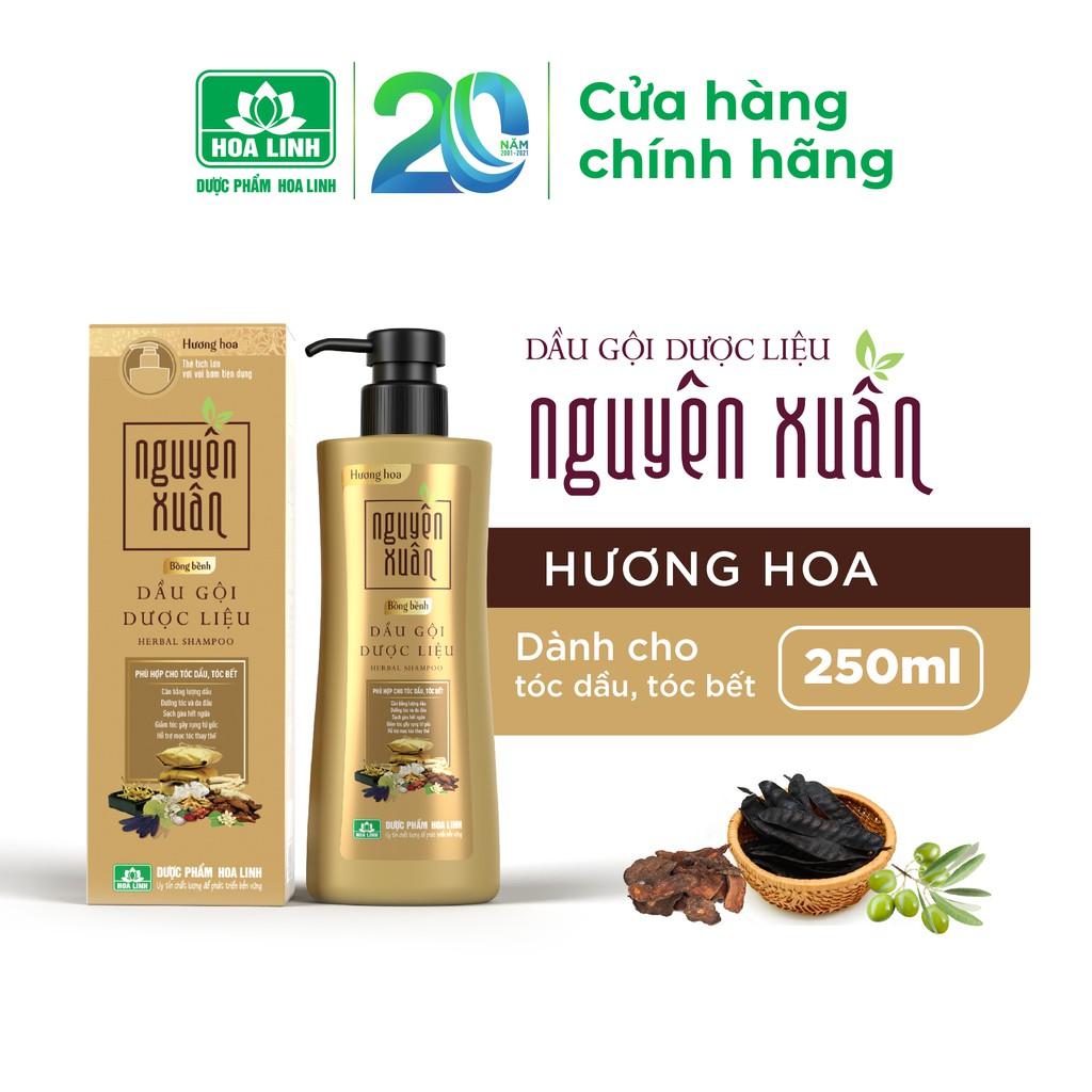 Dầu gội dược liệu Nguyên Xuân Bồng Bềnh 250ml - Ngát hương hoa, phù hợp với da đầu dầu.