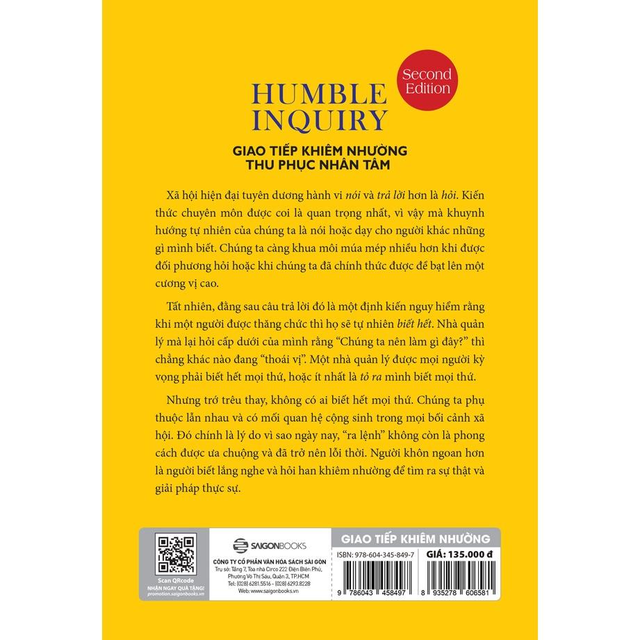 Giao tiếp khiêm nhường - Thu phục nhân tâm - Tác giả Edgar H. Schein , Peter A. Schein