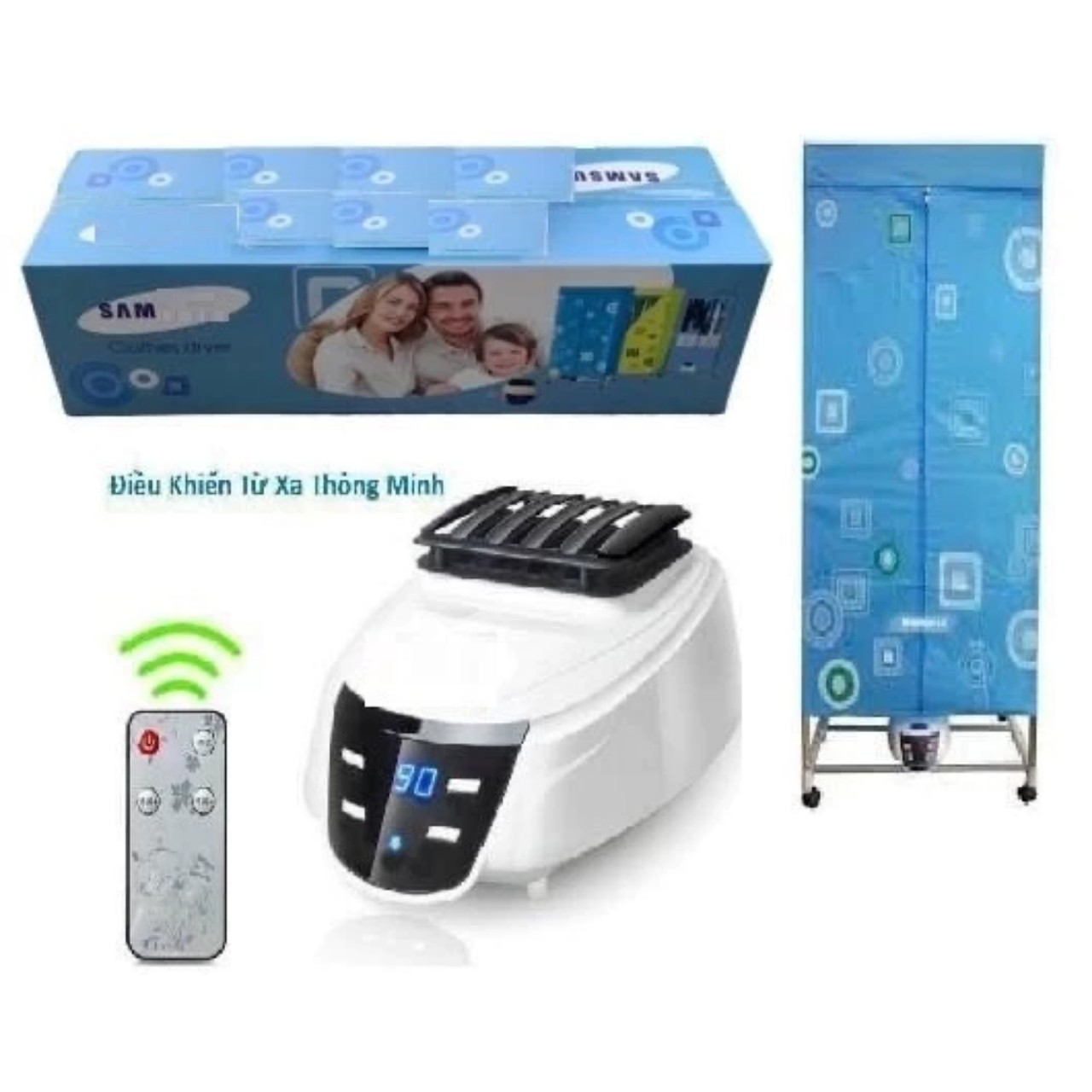 Máy sấy quần áo, Tủ sấy quần áo gấp gọn 1300W tải trọng 15kg hàng cao cấp hong khô nhanh