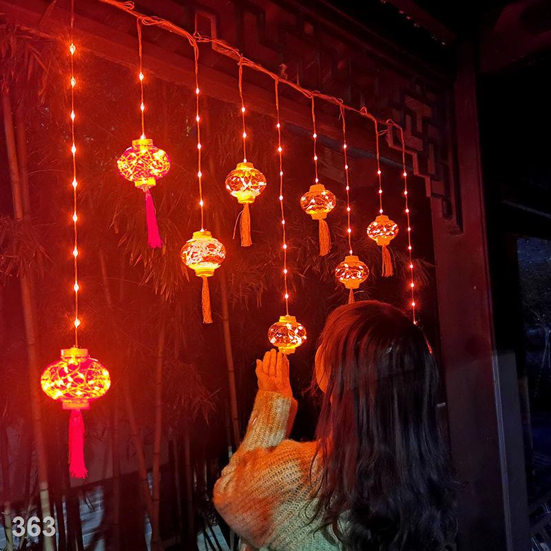 Đèn dây LED nháy chớp hình cầu lồng ĐỎ trang trí noel Giáng Sinh, Năm mới phúc lộc tài đầy nhà may mắn