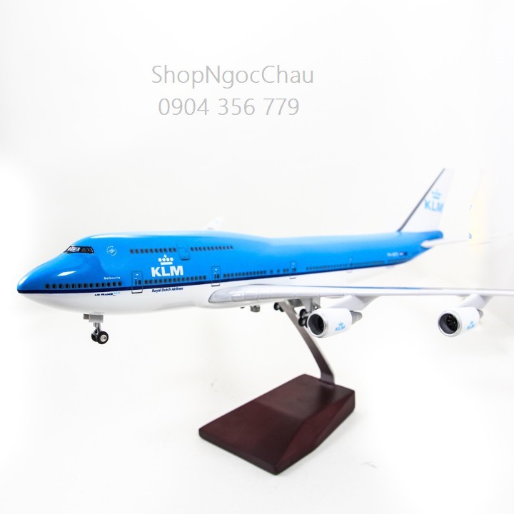 Mô hình máy bay KLM Royal Dutch Airlines Boeing B747 47cm có bánh xe và đèn led