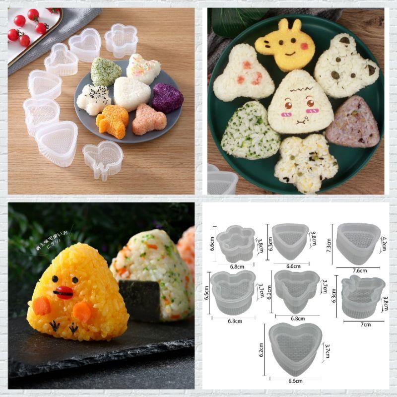 Bộ 7 Khuôn tạo hình cơm nắm origini, cơm bento, cơm hình tim, hoa nhân vật hoạt hình cho bé