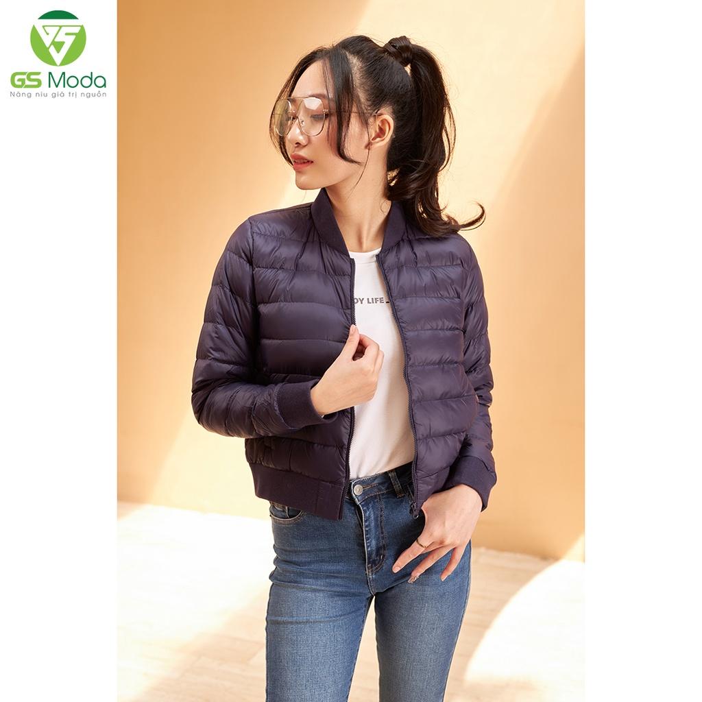 Áo khoác lông vũ bomber nữ GS Moda, thân chần ngang, siêu nhẹ, siêu ấm 2122006L