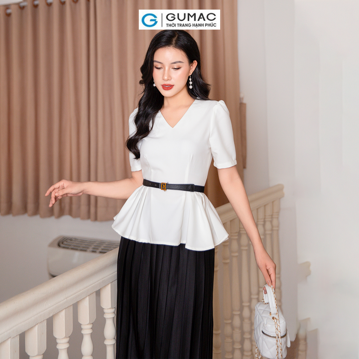 Áo peplum phối dây thời trang GUMAC AD10008
