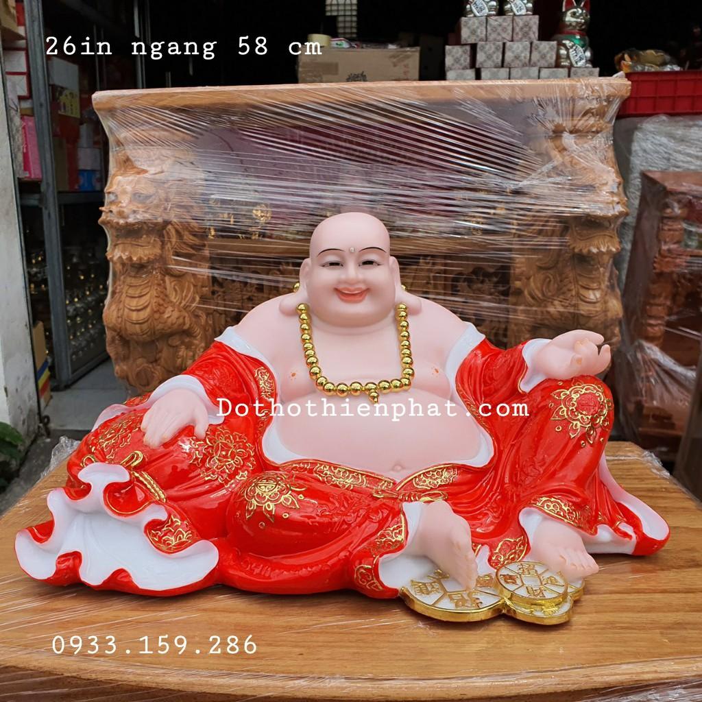 Tượng phật di lặc đá 26in ngang 58cm màu đỏ rất đẹp