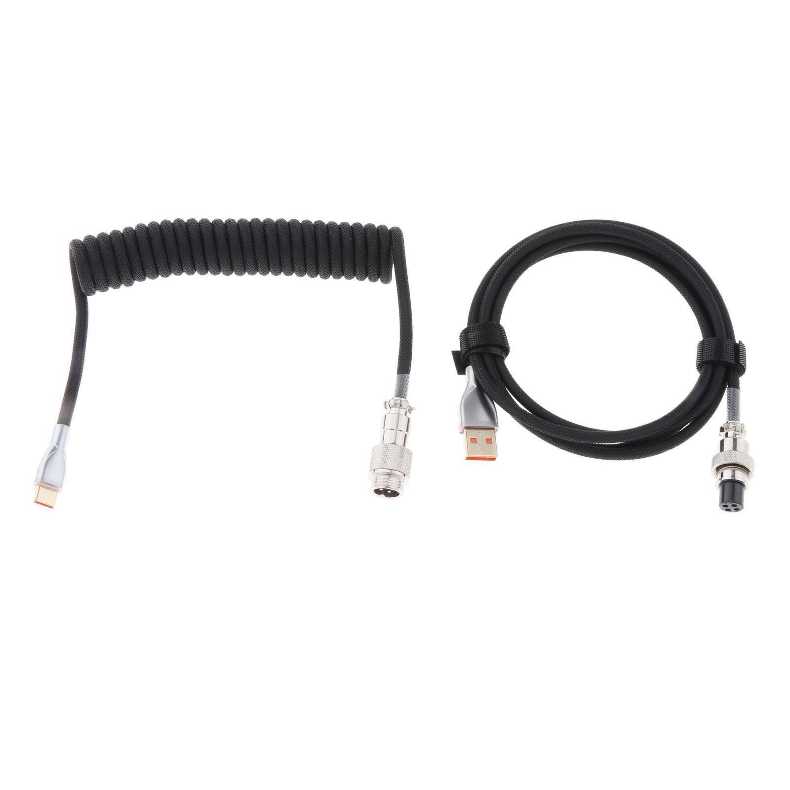 2x Coiled Cable Wire #1.8m Mini Micro Usb Port Mechanical Keyboard Computer