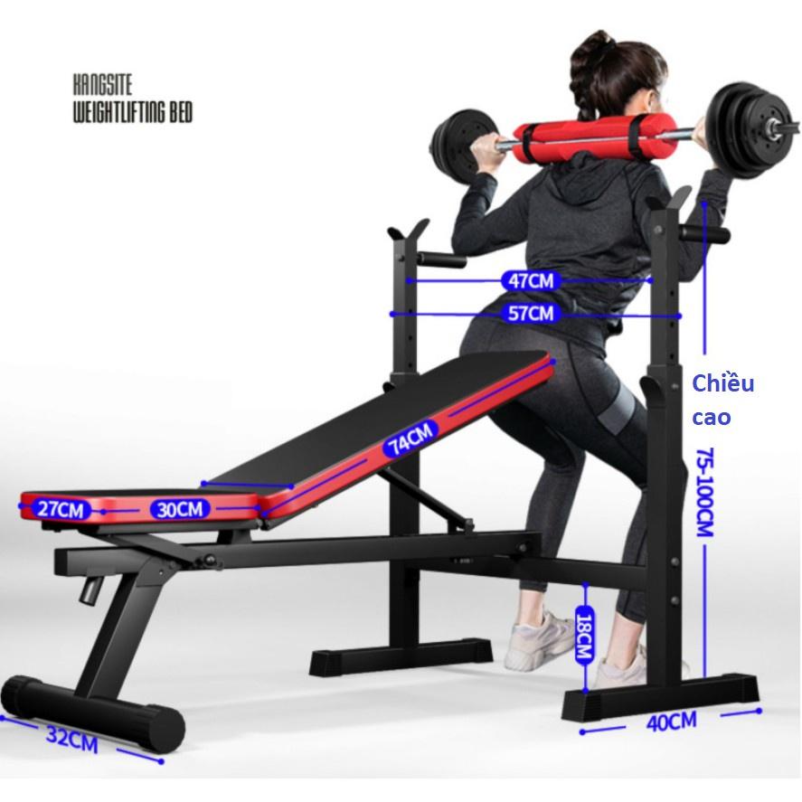 Ghế Tập Tạ, Ghế Tập Gym có Giá Đỡ Tạ Cỡ Đại Tiêu Chuẩn Phòng GYM Tại Nhà ( Không Kèm Đòn Tạ Và Bánh Tạ)