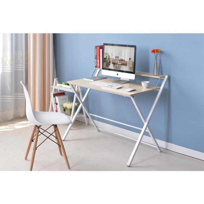 Bàn làm việc xếp gọn 100x51cm - Bàn xếp 2 tầng chân sắt
