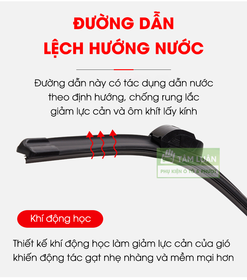 Gạt mưa ô tô silicon Tâm Luân, KHÔNG XƯƠNG - Thân mềm, gạt sạch - không tiếng ồn - độ bền cao - không bị oxi hoá, độ bền lên đến 10 năm