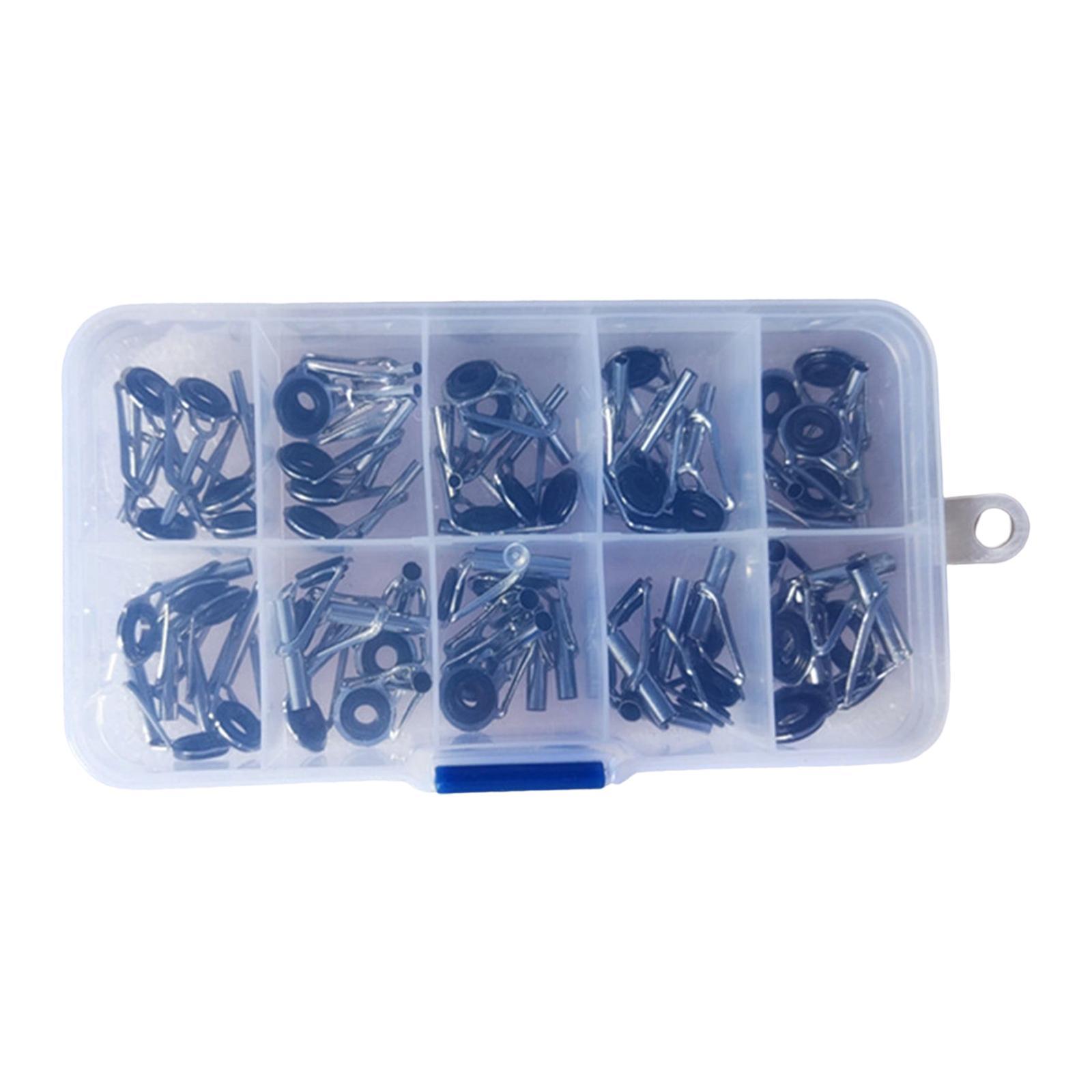 50 Pieces Fishing Rod Guides Set Guides Line Rings Mixed Size in A Box Portable Tip for Sea Casting Repair Accessories