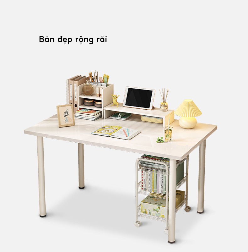Bàn làm việc chân sắt tròn thiết kế tối giản sang trọng hiện đại, bàn học để máy tính phong cách Bắc Âu kích thước lớn chắc chắn