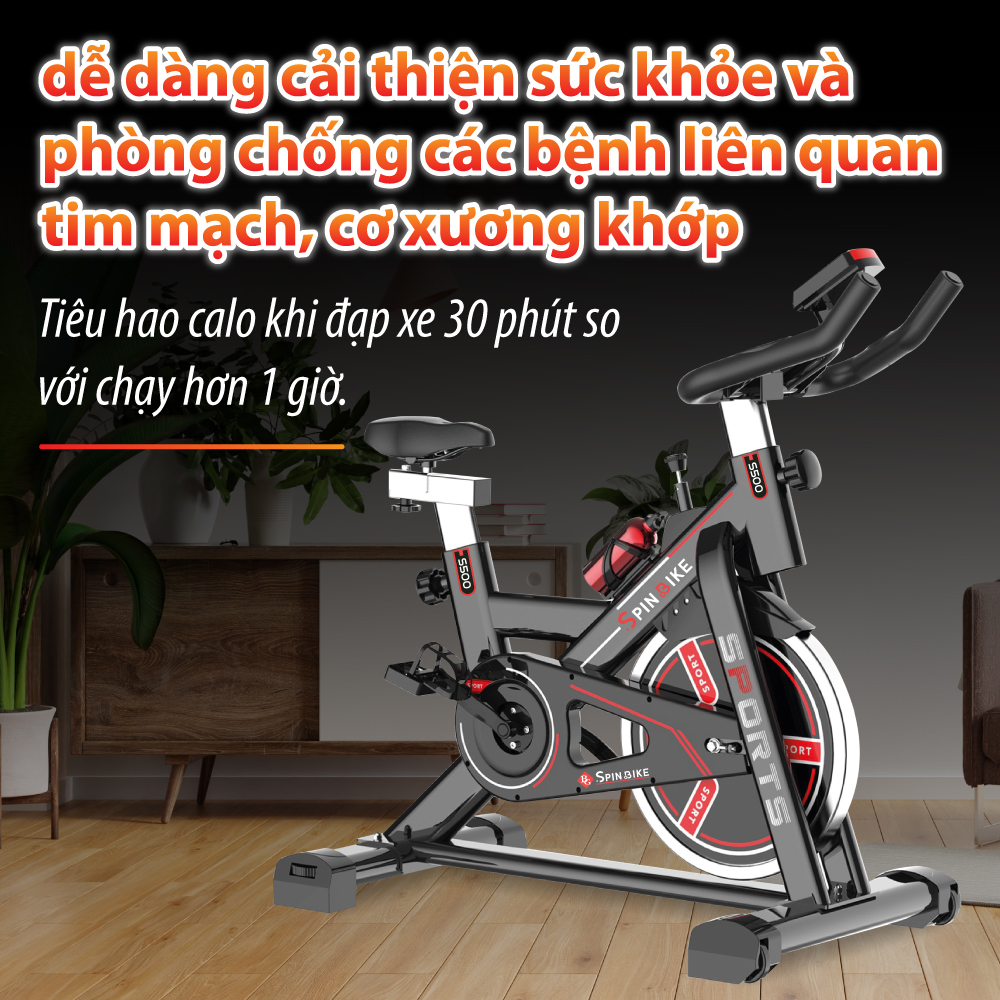 BG [TẶNG GIÁ ĐỠ DI ĐỘNG] Xe đạp tập thể thao đa năng trong nhà SPINING BIKE S500 mới (hàng nhập khẩu)