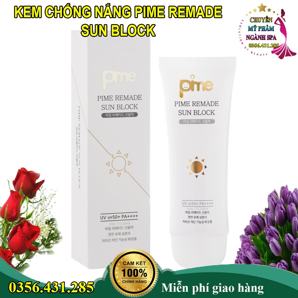 Kem Chống Nắng Pime Remade Sun Block nâng tông, lành tính, thẩm thấu nhanh, không dính bết, kiềm dầu SPF50+/PA++++ 60g