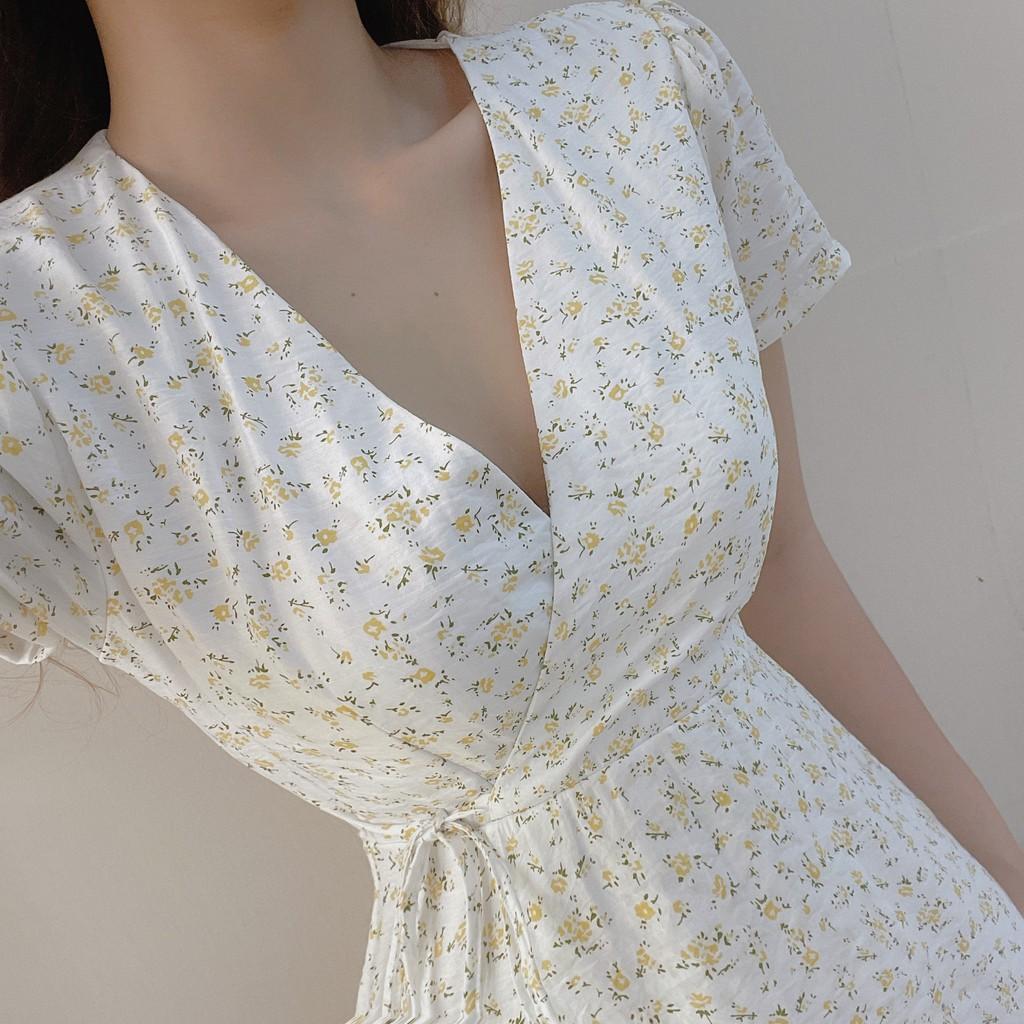 LOLITA DRESS - ĐẦM HOA CHỮ A CỔ V CỘT EO - ĐẦM HOA PHONG CÁCH HÀN QUỐC XINH XẮN - MÈO IN DA HOUSE