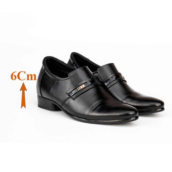 Giày Độn Nam T&TRA Tăng Cao 6Cm- S1083 Đen Trơn - Chất Liệu Da Bò Cao Cấp, Đế Cao Su Ghép- Đế Pháp , Phần Tăng Cao Ẩn Bên Trong