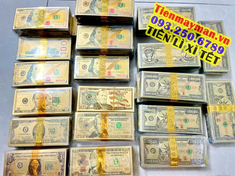[Tặng bao lì xì] Bộ 7 Tờ Đô Mỹ, USD Mạ Vàng 24k lưu niệm Tài Lộc Lì Xì Tết Phong Thuỷ May Mắn, Lì Xì Tết - NELI