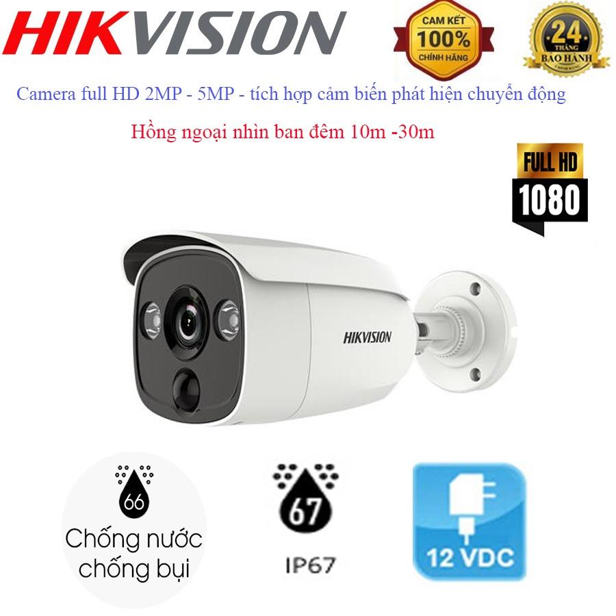 Camera thân trụ analog tích hợp cảm biến PIR và đèn, Tiêu chuẩn chống bụi, nước IP67 - Hàng chính hãng