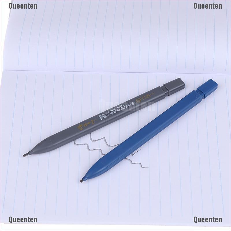 ★Queen 2B Lead Holder Exam Mechanical Pencil With 6PCs Lead Refill Set Student Supplies