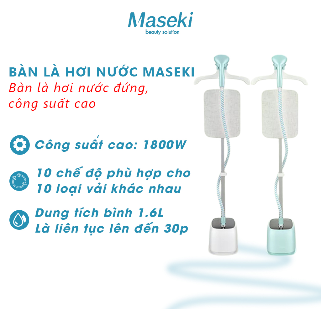 [HÀNG CHÍNH HÃNG] - Bàn Là Hơi Nước Đứng Maseki - Công Suất 1800W, Là/Ủi Nhanh Chóng, Phù Hợp Với Mọi Loại Vải