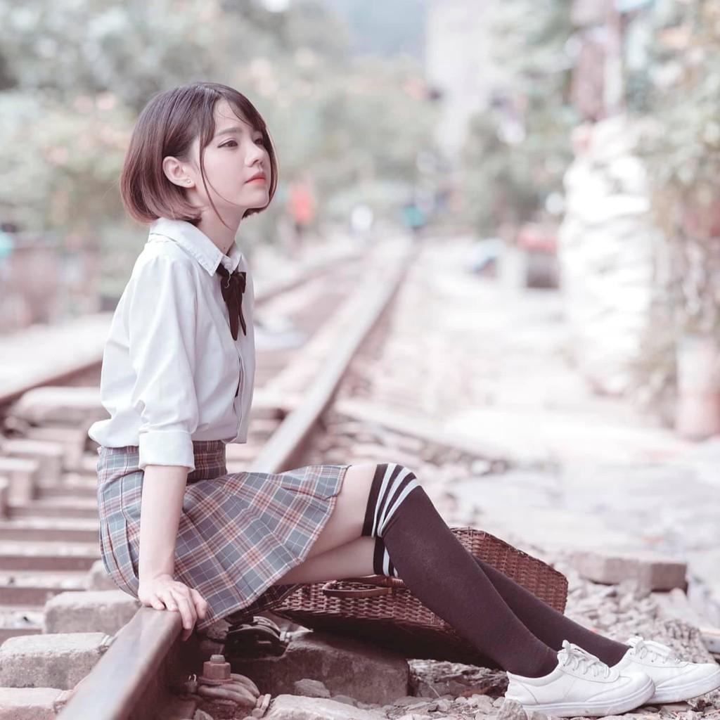 Chân váy Tennis caro ngắn màu xám xếp ly xòe siêu hot