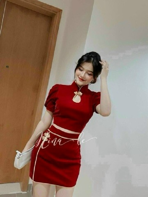 Set bộ váy cổ tàu