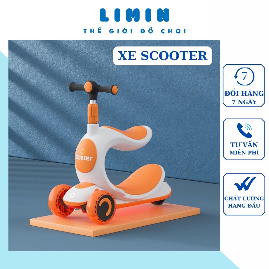 Xe trượt Scooter cho bé, 2 chức năng ngồi và trượt, 3 bánh xe to có đèn phát sáng