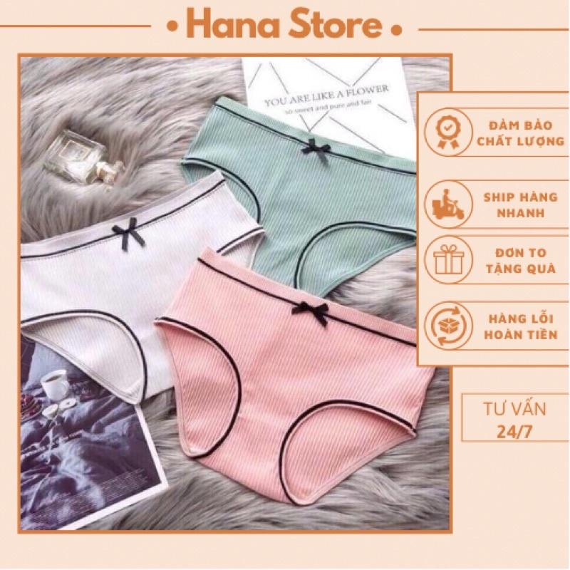 Set 10 Quần lót nữ cotton tăm viền đen cạp nơ HANA kháng khuẩn xuất Nhật