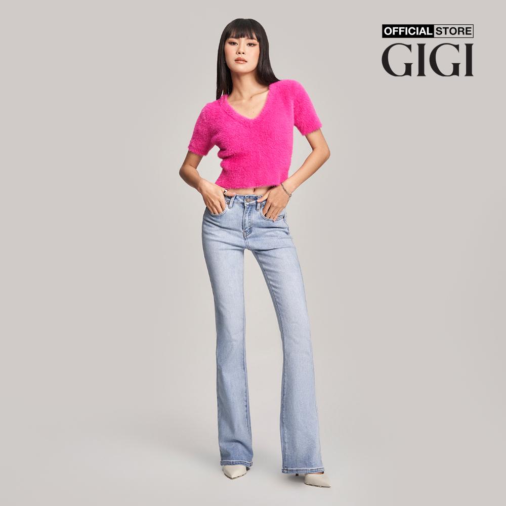GIGI - Áo dệt kim nữ tay ngắn cổ V nữ tính G1303K222711