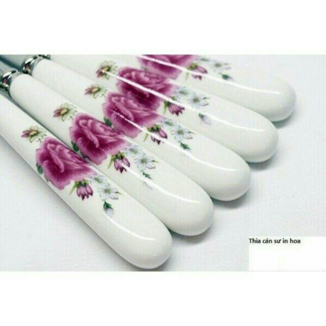 Thìa cán sứ in hoa