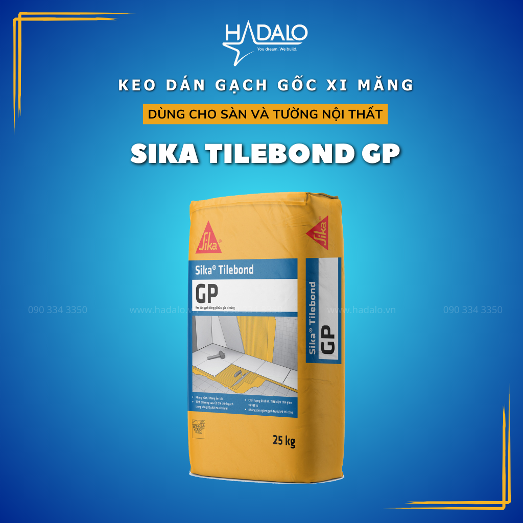 Keo dán gạch Sika Tilebond GP – Keo dán gạch ceramic, gạch đồng chất, khu vực nội thất – 25kg