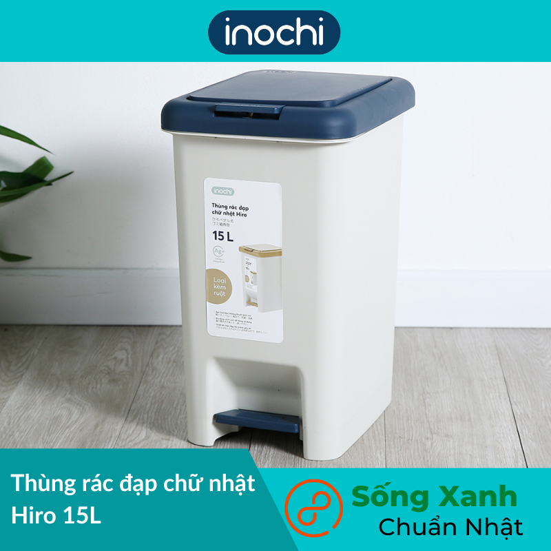 Thùng rác đạp chữ nhật Hiro 10L, 15L, 20L, 30L (kèm ruột) - Giao màu ngẫu nhiên