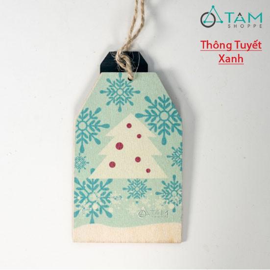 COMBO 2 Phụ kiện treo Noel Thẻ tag gỗ in họa tiết X-PKTCT-53