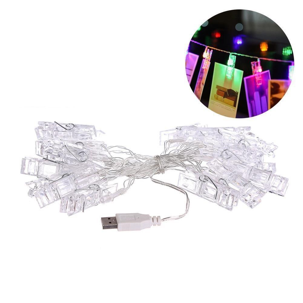 Dải 20 kẹp hình nguồn cắm USB dây đèn led trang trí ảnh cưới, tiệc giáng sinh, sinh nhật, noel