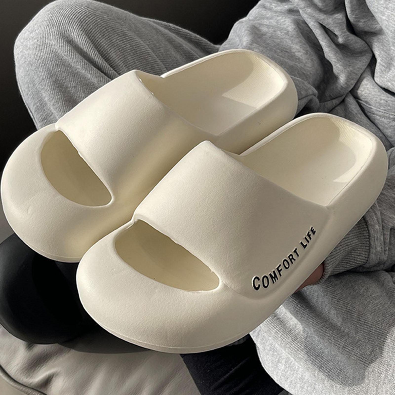 Unisex Pillow Slippers Soft Lightweight Thick Sole Non Slip Summer Open Toe