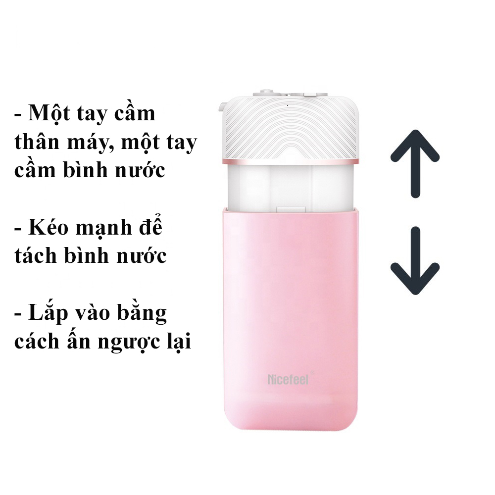 Máy tăm nước  Nicefeel mini. Tặng kèm túi du lịch cao cấp màu hồng.