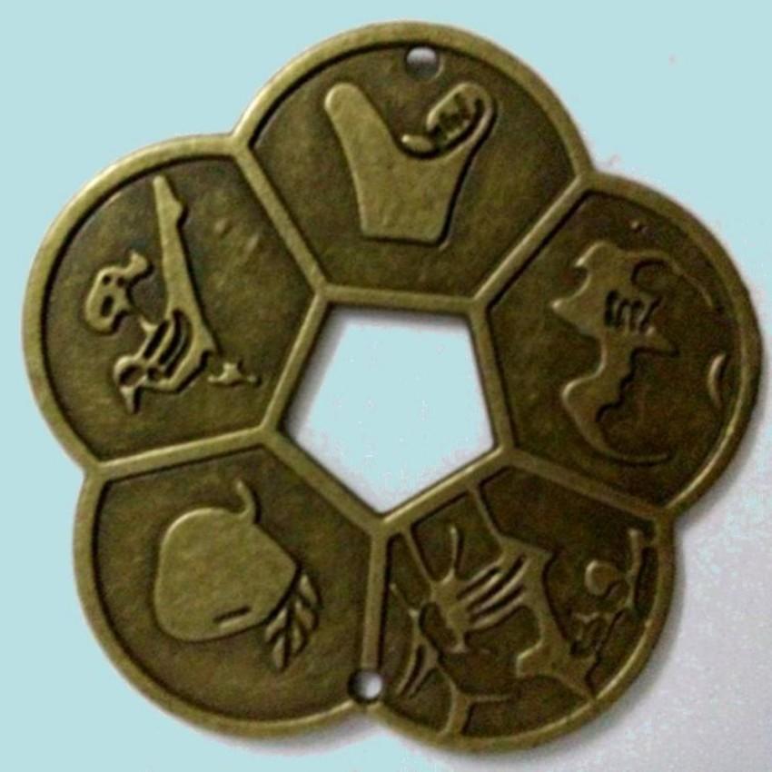 Đồng tiền hoa mai 5 cánh- phụ kiện phong thủy, cầu tài lộc- brown 206570