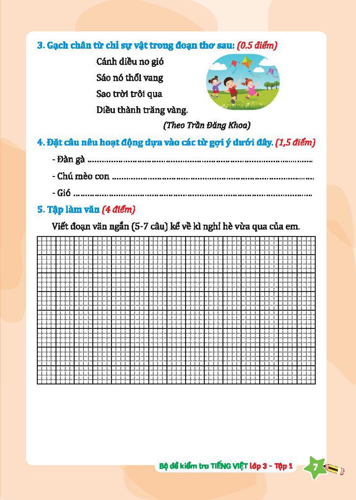 Bộ Đề Kiểm Tra Tiếng Việt Lớp 3 - Tập 1