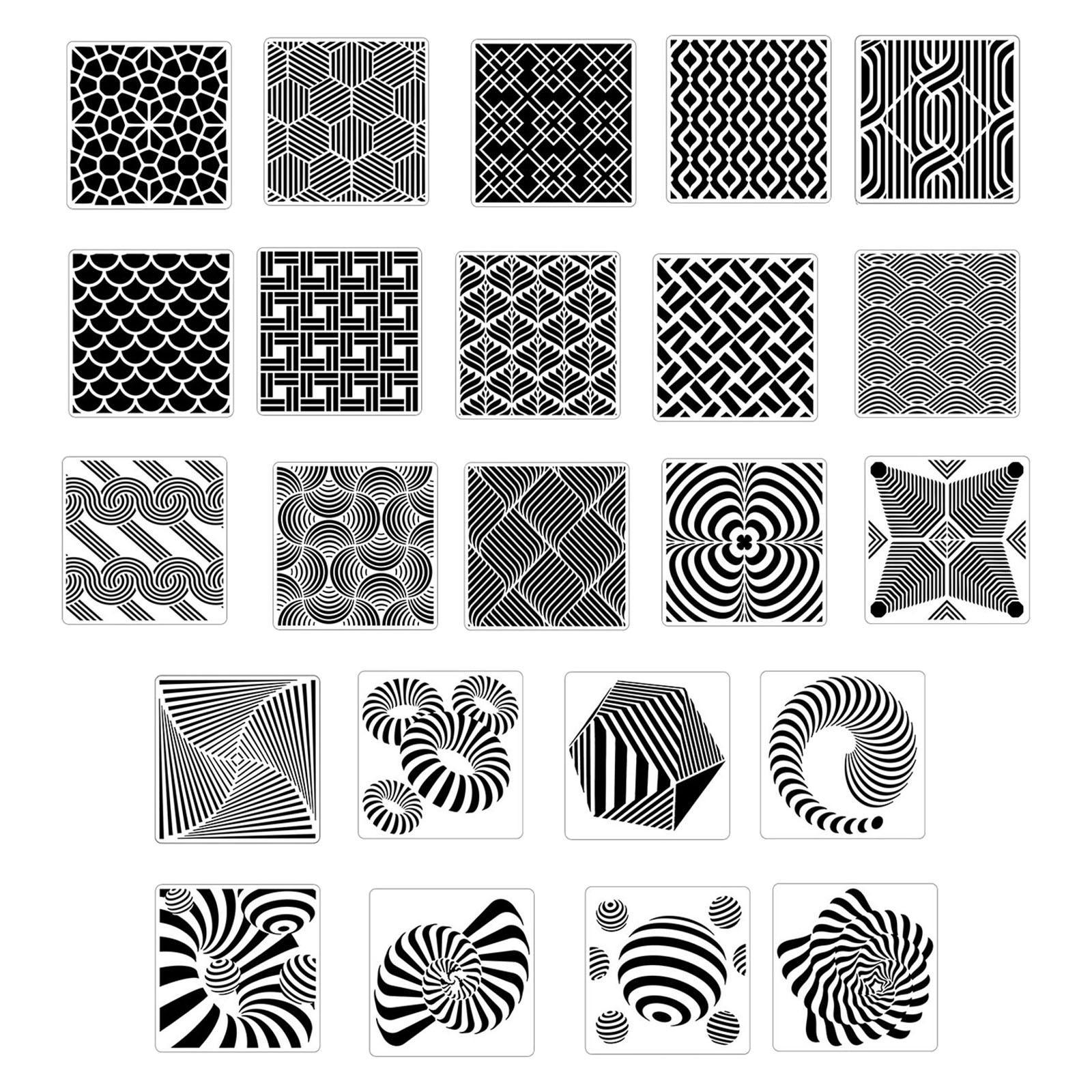 24x Geometric Stencils Painting Templates for Decoration Craft Drawing