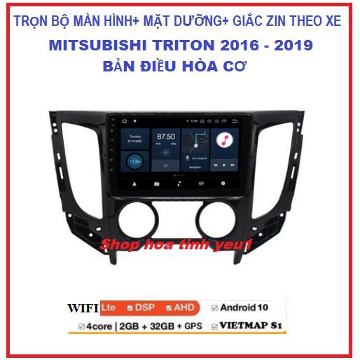 Bộ Màn hình ô tô dvd android 9 inch theo xe Mitsubishi Triton điều hòa cơ 2016-2019