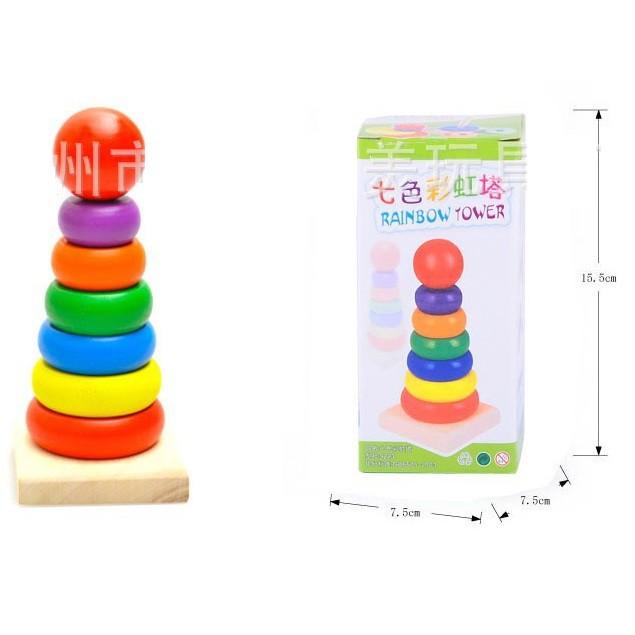Combo sét 6 món đồ chơi giáo dục luồn hạt - sâu gỗ - đàn gỗ - cầu vồng - thả hình 4 trụ - đồng hồ xâu hạt cho bé