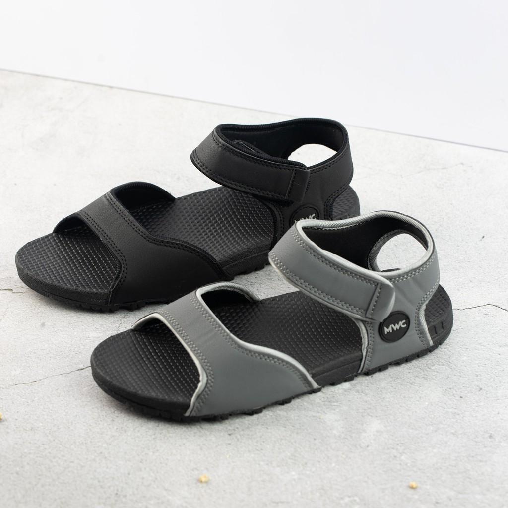 GIÀY SANDAL NAM MWC - SANDAL QUAI NGANG 2 MÀU ĐEN XÁM ĐẾ CAO NĂNG ĐỘNG - NASD- 7027